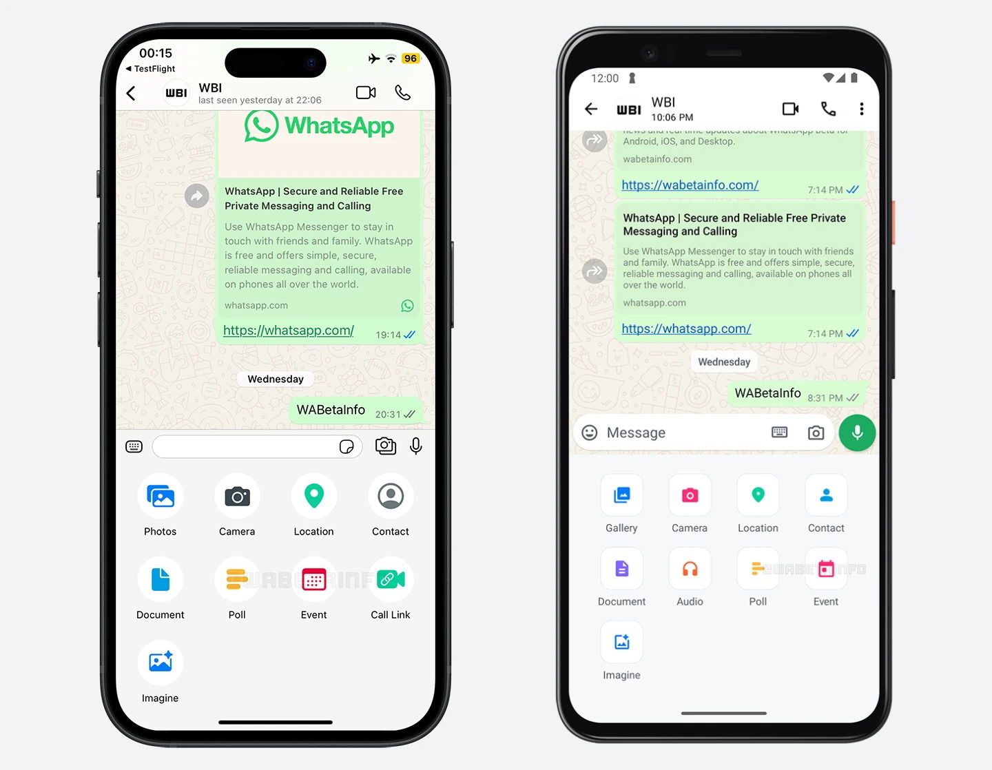 Capturas de pantalla de WhatsApp iPhone y Android